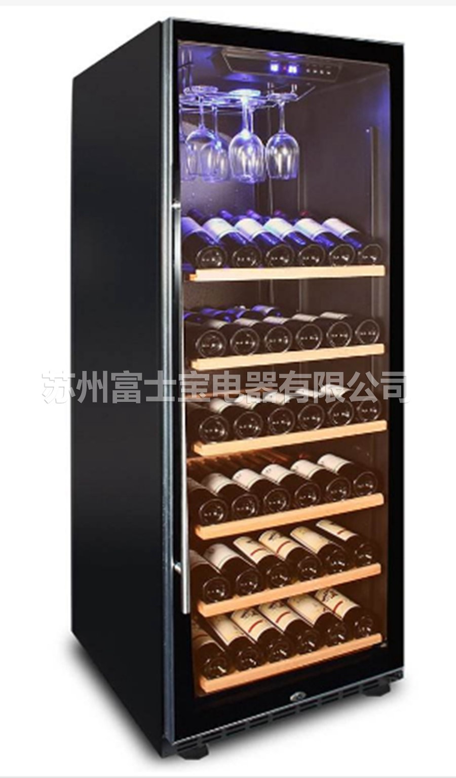 Electrically heated hollow wine cabinet door