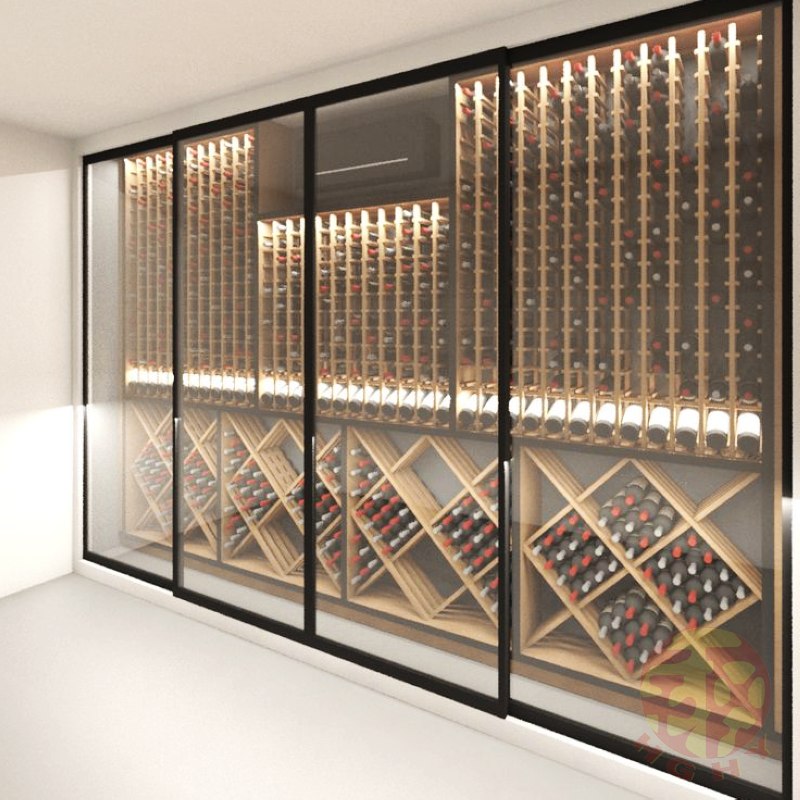 Tempered hollow glass doors for wine cabinet 